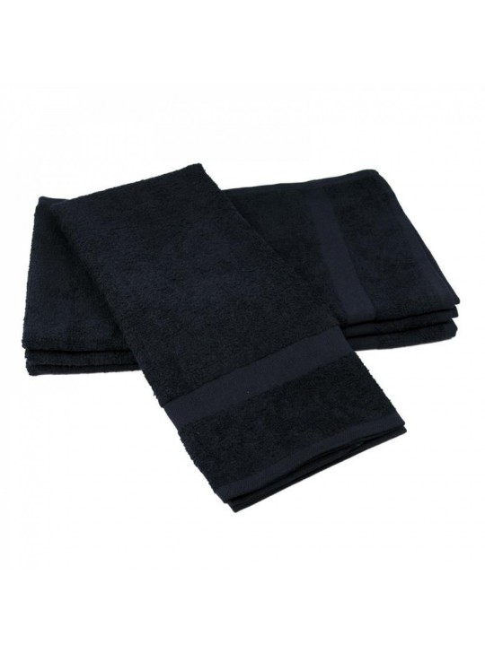 Hand Towel 16" x 27" #2.50Lbs/dz Economy Terry with cam Border 100% Cotton BLACK 12/Pack